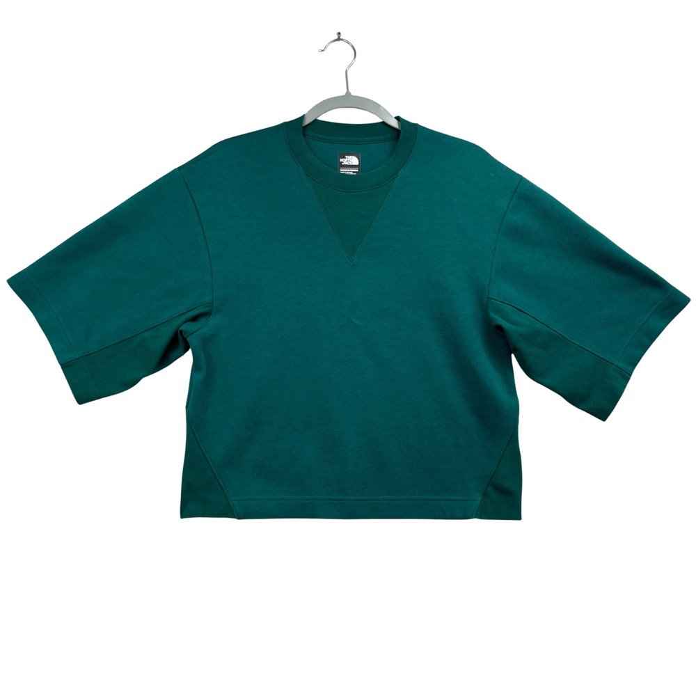 The North Face Sweatshirt Womens S Teal Short Sleeve Cropped Outdoor Pullover